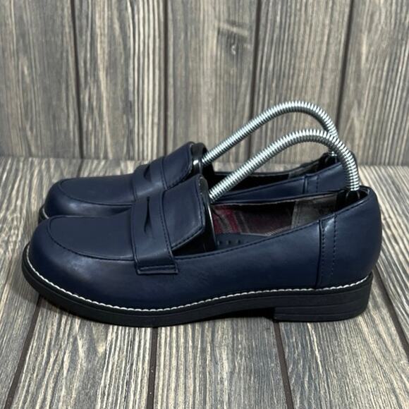 Bongo Women Pennie Loafers Sz 5.5 Teen Y2K 90s Faux Leather Navy Retro Casual - Picture 3 of 9